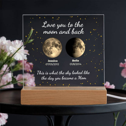 Personalized "The Moon on the Day You Became Mom" LED Acrylic Plaque