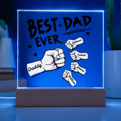 Personalized ‘Best Dad’ Fist Bump Plaque with LED Base