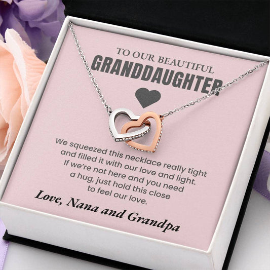 Always Close To Our Hearts | Personalized Granddaughter Heart Necklace |Blush Pink