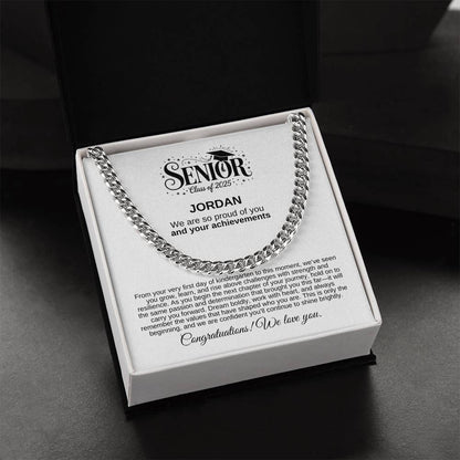 Personalized 2025 Graduation "We Are So Proud" Cuban Link Necklace
