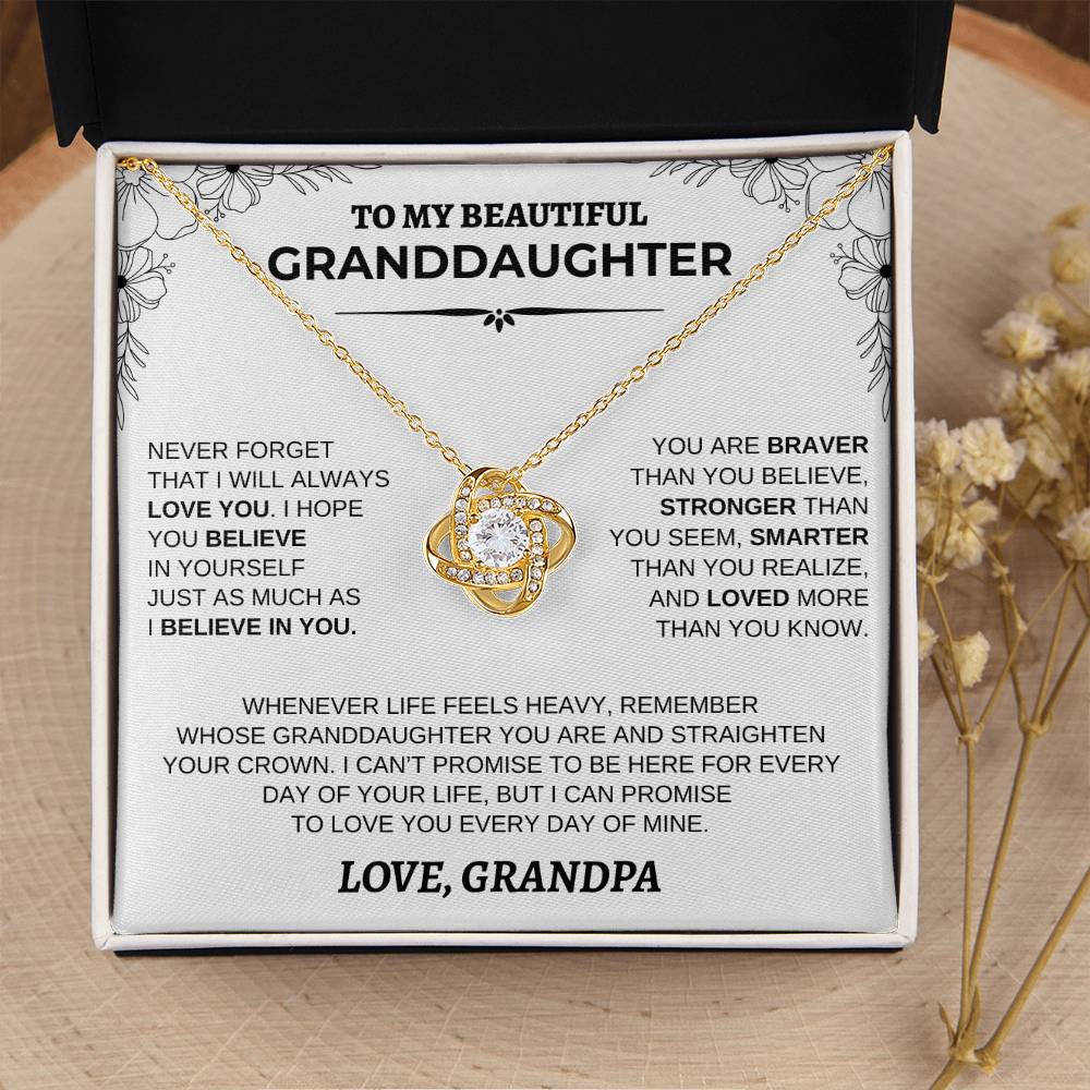 Personalized Granddaughter Necklace | Modern Floral Message Card