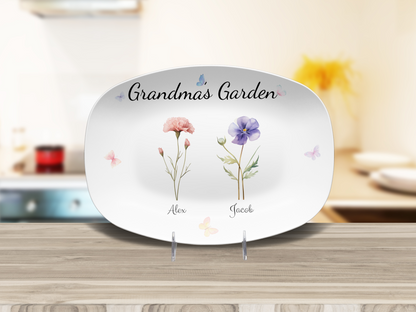 Personalized Grandma's / Mom's Garden Birth Flower Platter