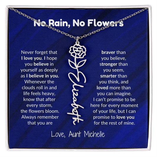 No Rain, No Flowers | Personalized Birth-Flower Name Necklace