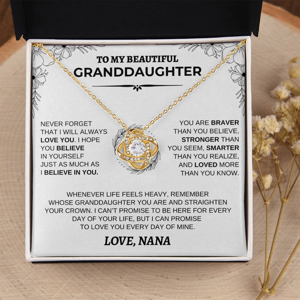 Personalized Granddaughter Necklace | Modern Floral Design