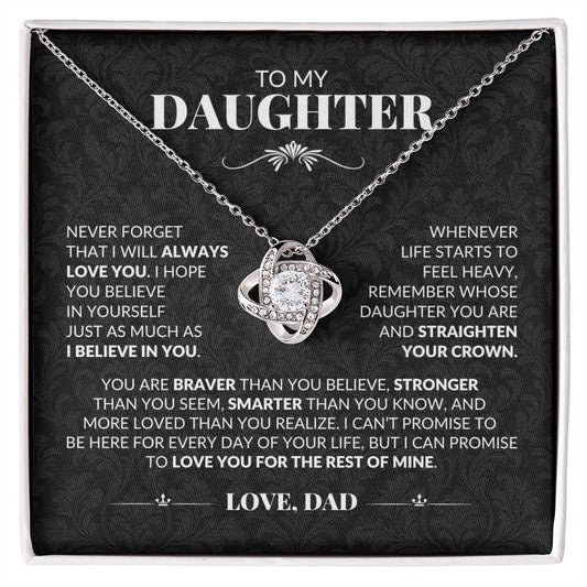 Gift For Daughter From Dad "Never Forget I Love You" Necklace