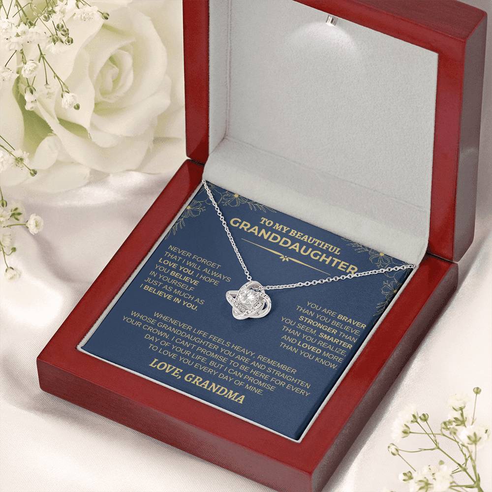 To My Beautiful Granddaughter Necklace | Never Forget (Navy Floral)