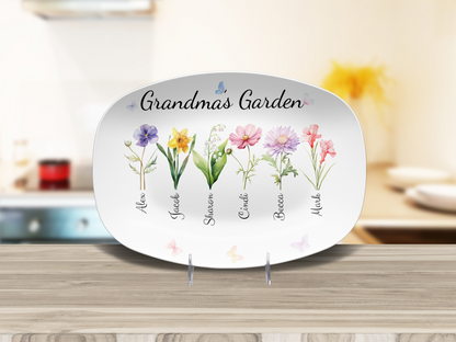 Personalized Grandma's / Mom's Garden Birth Flower Platter