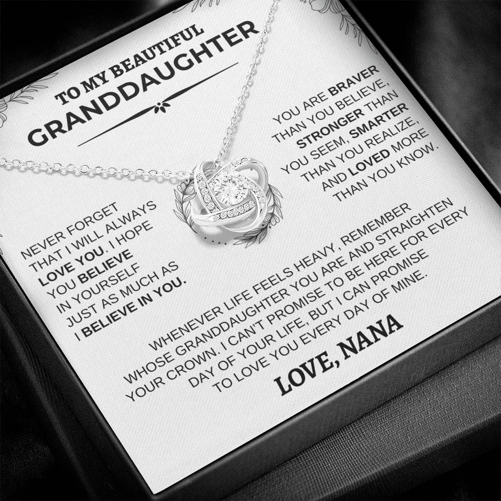 Personalized Granddaughter Necklace | Modern Floral Design