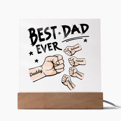 Personalized ‘Best Dad’ Fist Bump Plaque with LED Base