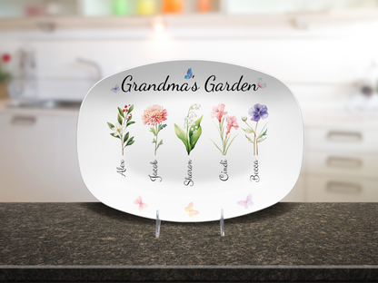 Personalized Grandma's / Mom's Garden Birth Flower Platter