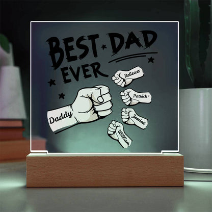 Personalized ‘Best Dad’ Fist Bump Plaque with LED Base
