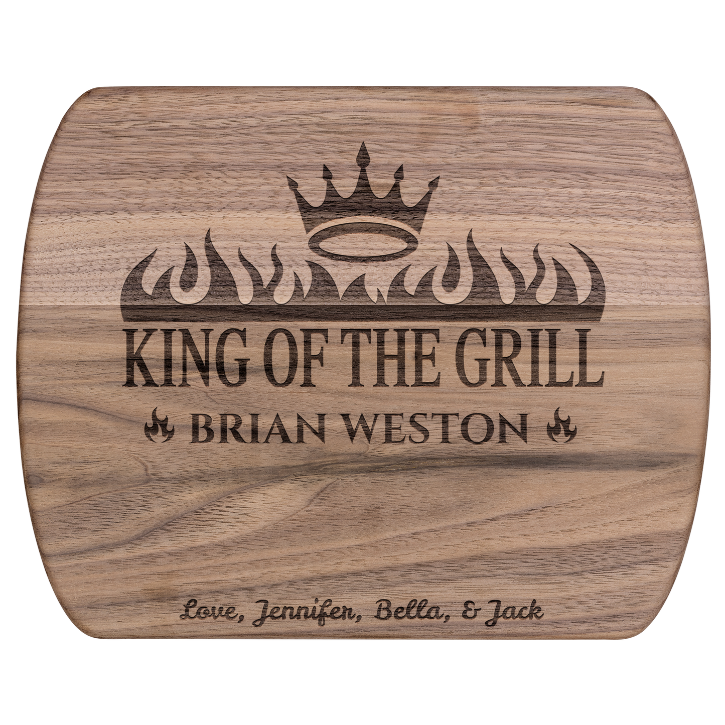 King of the Grill | Personalized Hardwood Oval Cutting Board