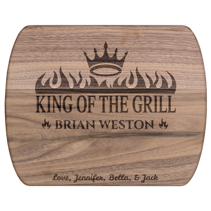 King of the Grill | Personalized Hardwood Oval Cutting Board