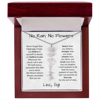 No Rain, No Flowers (LGT)| Personalized Birth-Flower Name Necklace