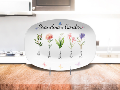 Personalized Grandma's / Mom's Garden Birth Flower Platter