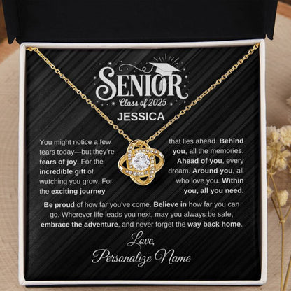 Personalized 2025 Graduation Lux Black "Believe In How Far You Can Go" Necklace