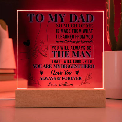 To Dad, My Biggest Hero – Personalized Dad LED Plaque