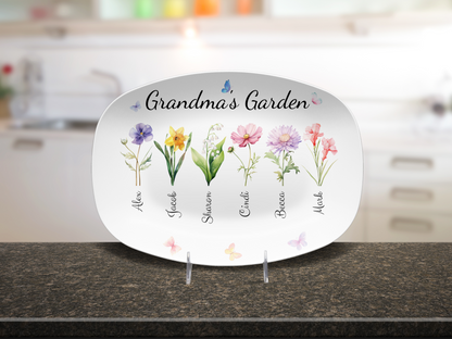 Personalized Grandma's / Mom's Garden Birth Flower Platter