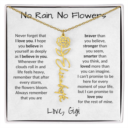 No Rain, No Flowers (LGT)| Personalized Birth-Flower Name Necklace
