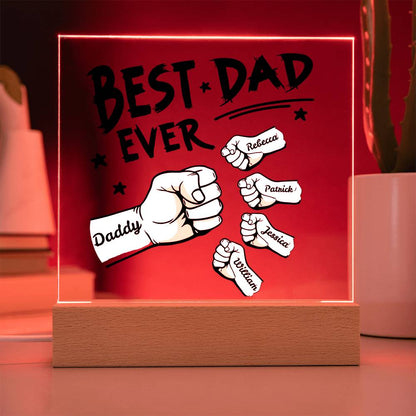 Personalized ‘Best Dad’ Fist Bump Plaque with LED Base