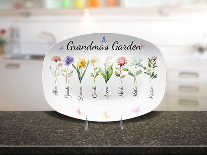 Personalized Grandma's / Mom's Garden Birth Flower Platter