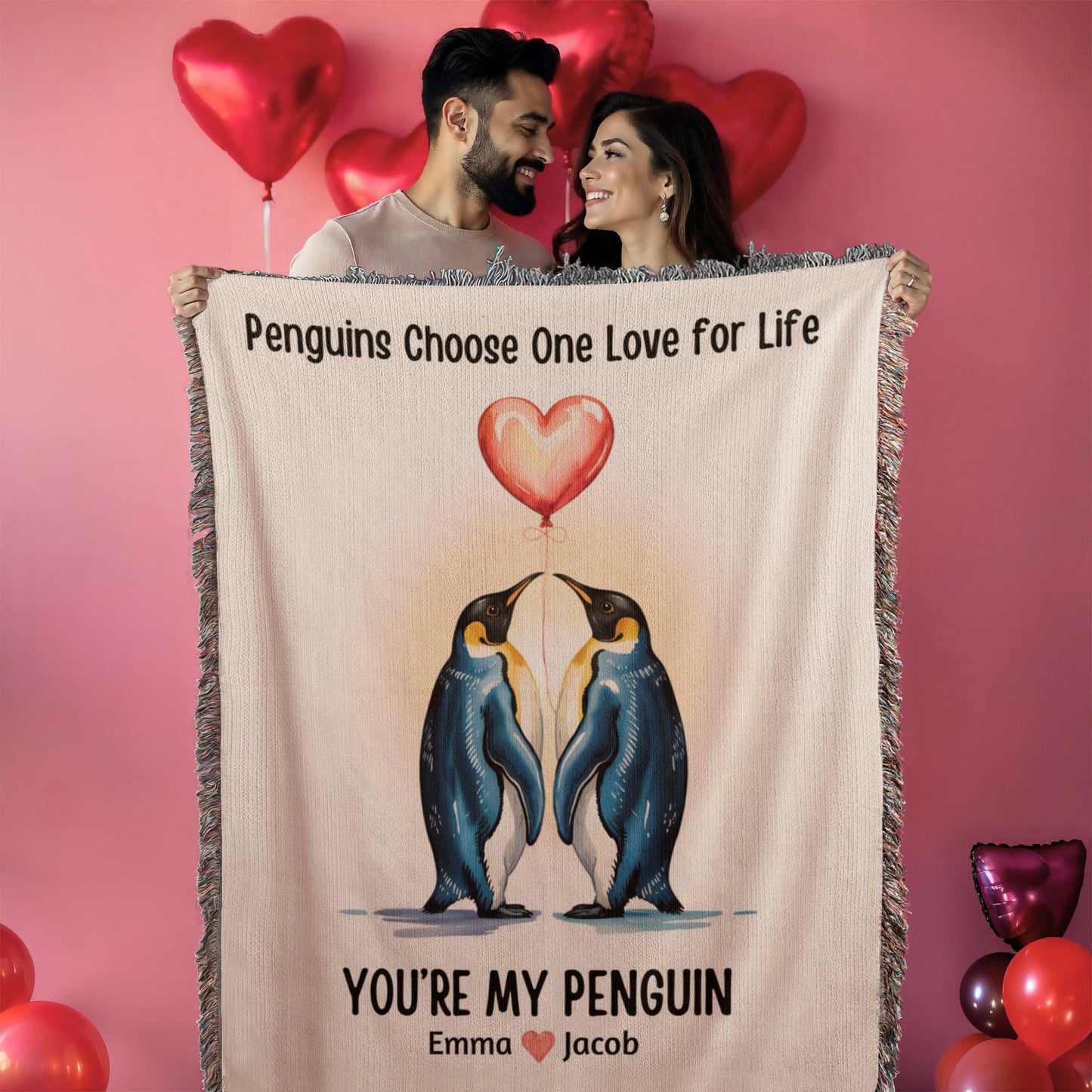You’re My Penguin | Personalized Couples Woven Cotton Keepsake Blanket