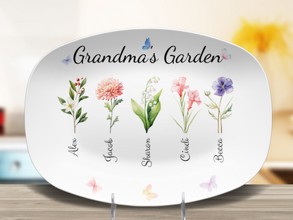 Personalized Grandma's / Mom's Garden Birth Flower Platter