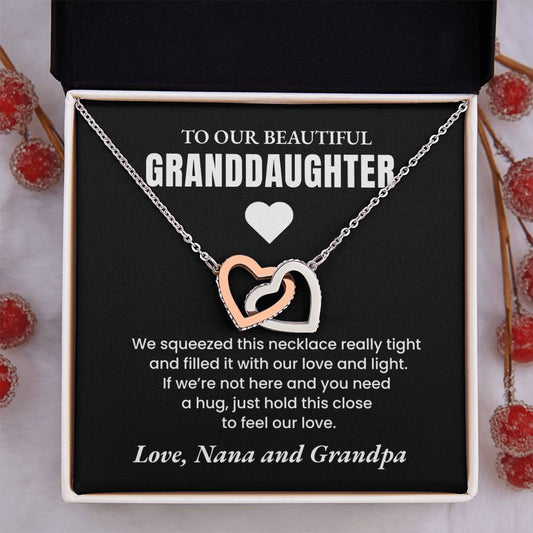 Always Close To Our Hearts | Personalized Granddaughter Heart Necklace |Black