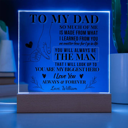 To Dad, My Biggest Hero – Personalized Dad LED Plaque