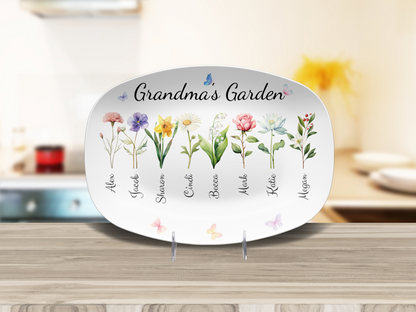 Personalized Grandma's / Mom's Garden Birth Flower Platter