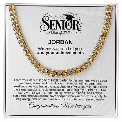 Personalized 2025 Graduation "We Are So Proud" Cuban Link Necklace