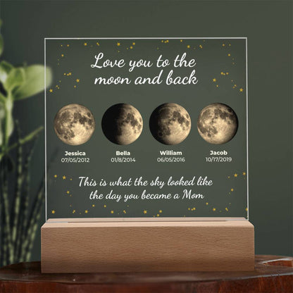 Personalized "The Moon on the Day You Became Mom" LED Acrylic Plaque