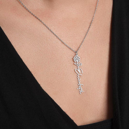No Rain, No Flowers | Personalized Birth-Flower Name Necklace