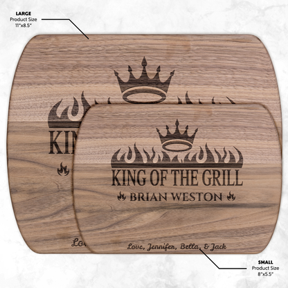 King of the Grill | Personalized Hardwood Oval Cutting Board