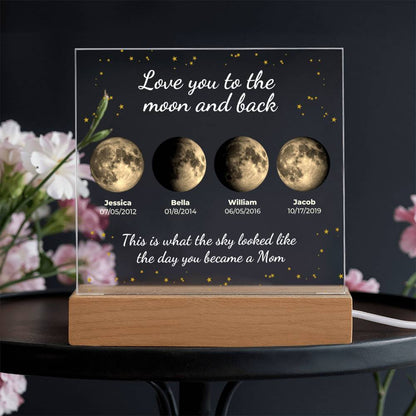 Personalized "The Moon on the Day You Became Mom" LED Acrylic Plaque