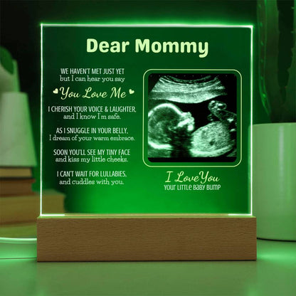 Personalized "Dear Mommy "Sonogram Plaque with LED Wood Base