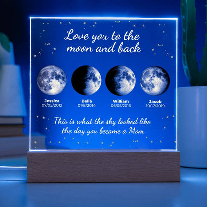 Personalized "The Moon on the Day You Became Mom" LED Acrylic Plaque