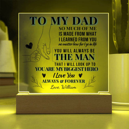 To Dad, My Biggest Hero – Personalized Dad LED Plaque