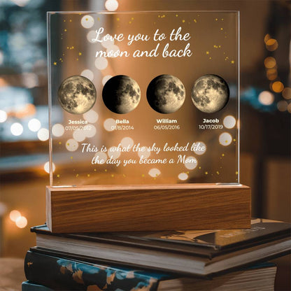 Personalized "The Moon on the Day You Became Mom" LED Acrylic Plaque