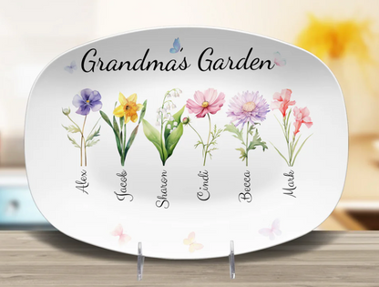 Personalized Grandma's / Mom's Garden Birth Flower Platter