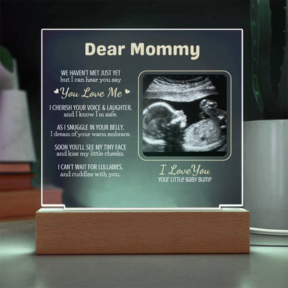 Personalized "Dear Mommy "Sonogram Plaque with LED Wood Base