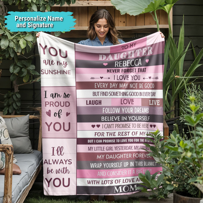 You Are My Sunshine Daughter Blanket | Personalized Cozy Fleece or Sherpa