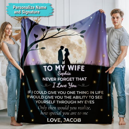 To My Wife Personalized Blanket |  Never Forget I Love You |Custom Fleece & Sherpa Gift