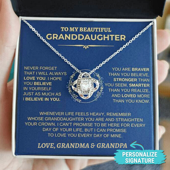 To My Beautiful Granddaughter Necklace |Never Forget (Navy Wreath)
