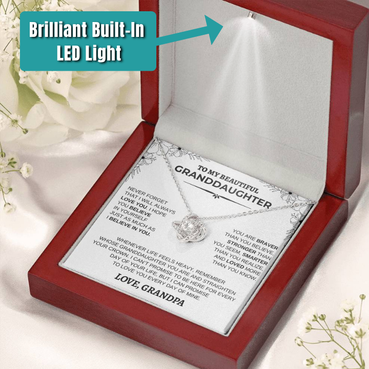 Personalized Granddaughter Necklace | Modern Floral Design