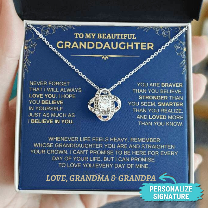 To My Beautiful Granddaughter Necklace | Never Forget (Navy Floral)