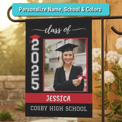 Personalized Class of 2025 Graduation Photo Garden Flag