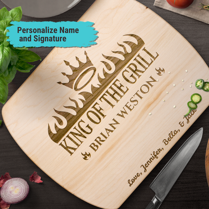 King of the Grill | Personalized Hardwood Oval Cutting Board