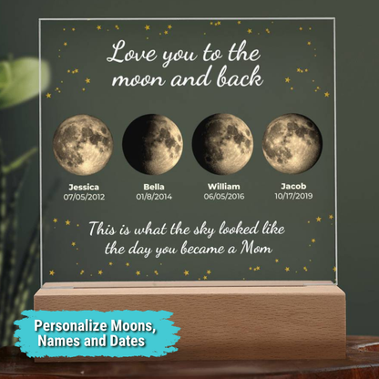 Personalized "The Moon on the Day You Became Mom" LED Acrylic Plaque