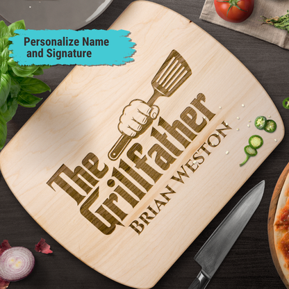 The Grillfather | Personalized Hardwood Oval Cutting Board